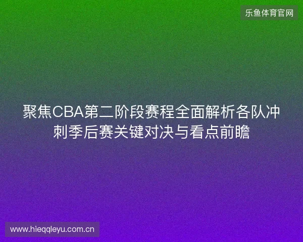 聚焦CBA第二阶段赛程全面解析各队冲刺季后赛关键对决与看点前瞻